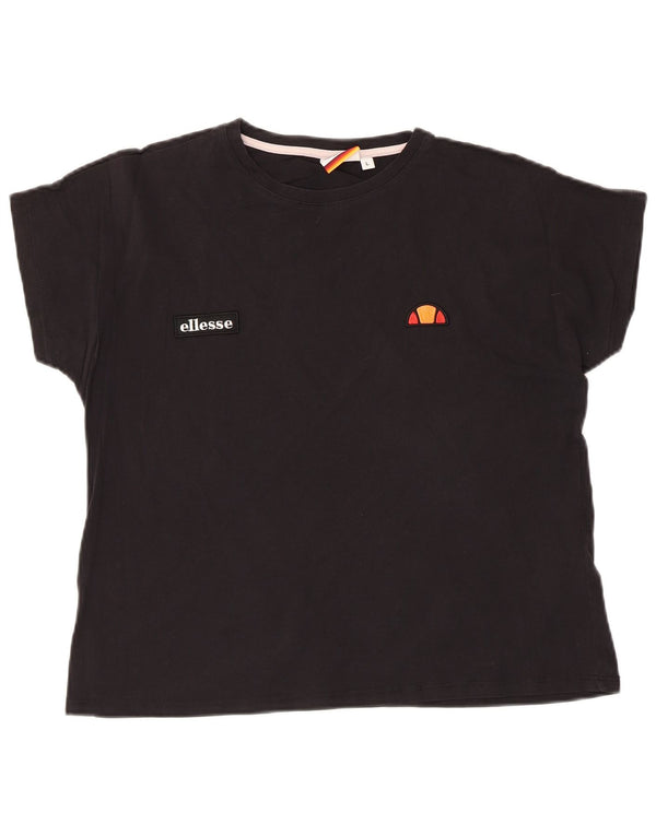 ELLESSE Женская футболка Heritage Top UK 14, большой черный хлопок