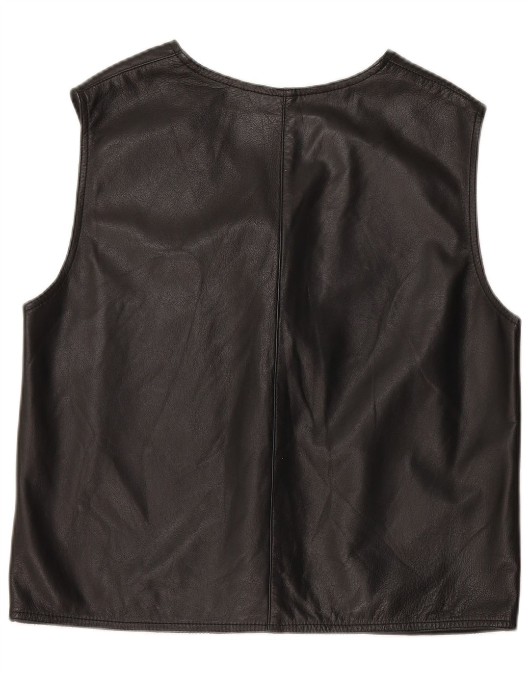 Винтажный женский кожаный жилет UK 14, средний черный