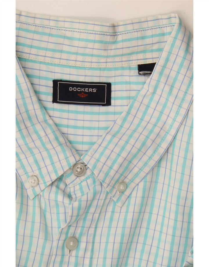 DOCKERS Мужская рубашка с коротким рукавом 2XL Бирюзовая клетка