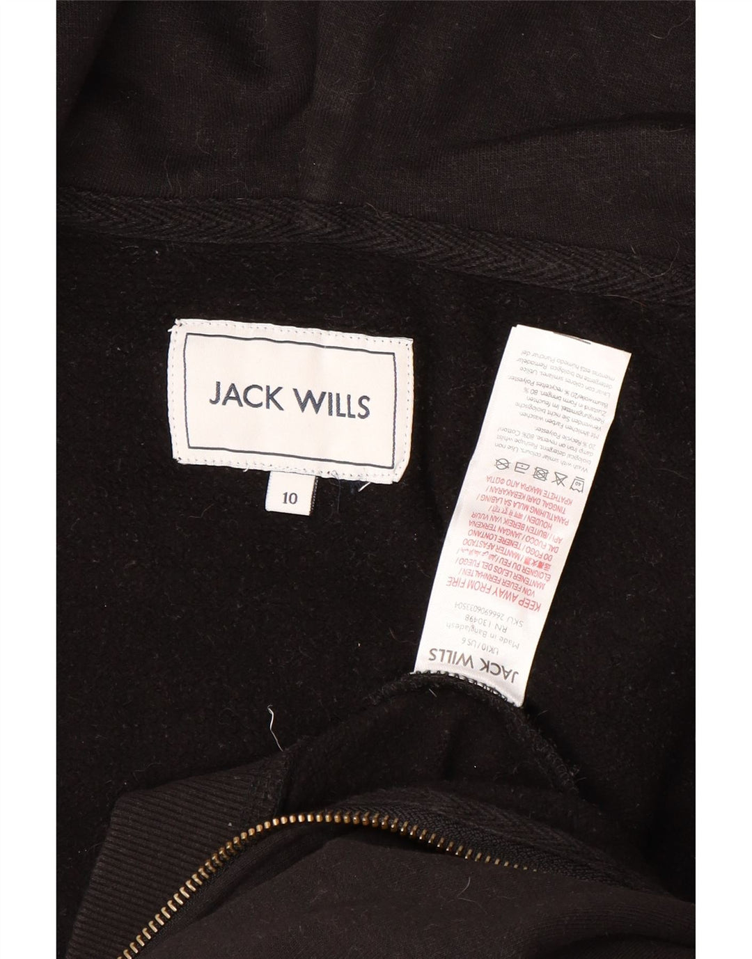 JACK WILLS Женский укороченный свитер с капюшоном на молнии большого размера UK 10, маленький черный