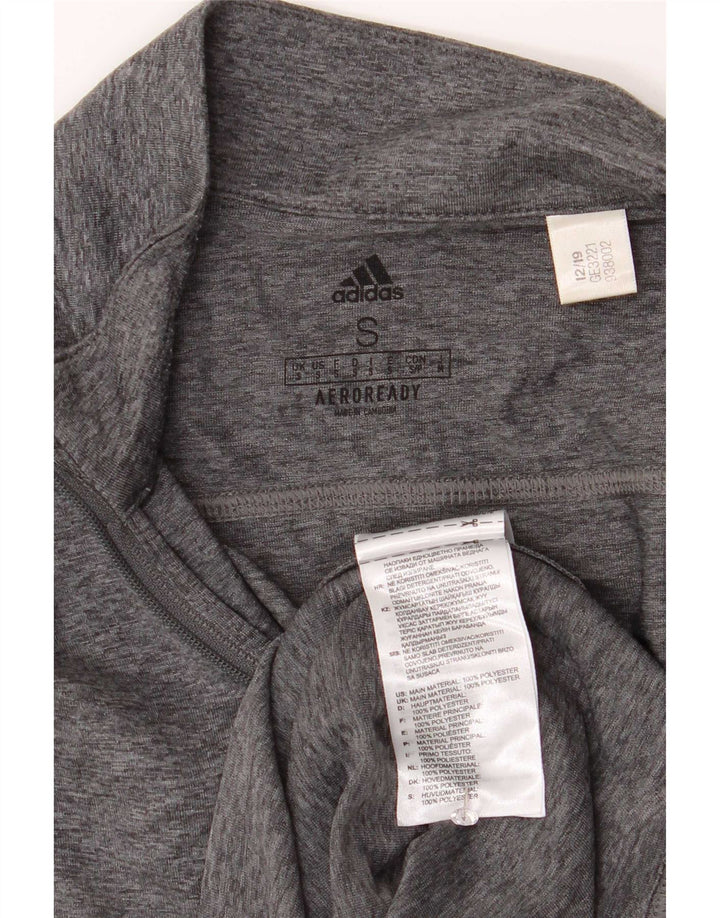 Мужской топ Adidas Aeroready с воротником на молнии и длинными рукавами, маленький серый полиэстер с крапинками