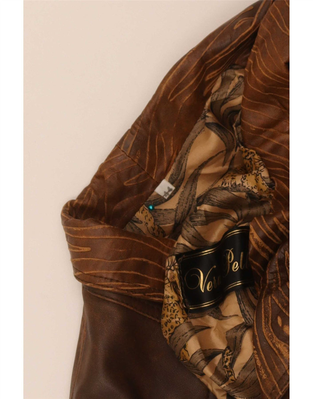 Винтажная женская кожаная куртка-бомбер IT 44 Medium Brown Tie Dye Biker