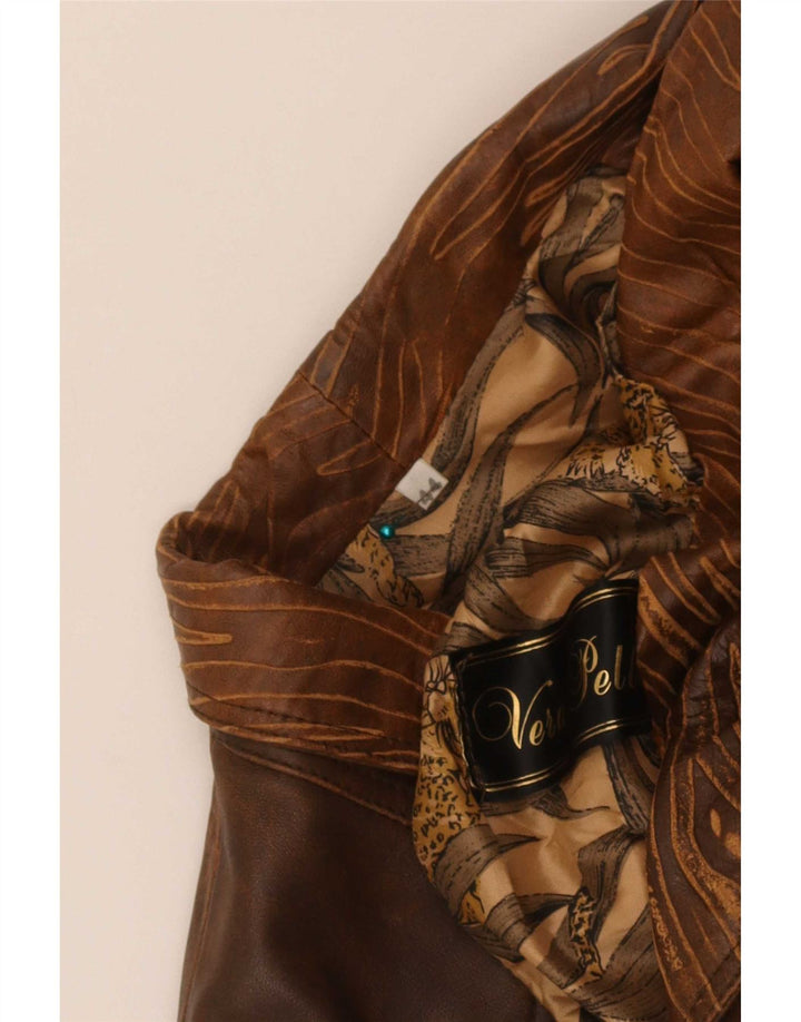 Винтажная женская кожаная куртка-бомбер IT 44 Medium Brown Tie Dye Biker