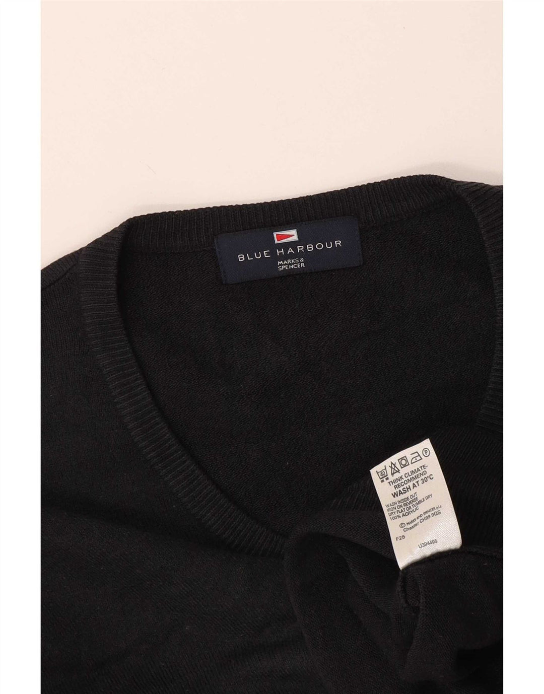 Мужской джемпер с v-образным вырезом Marks & Spencer Blue Harbour, средний темно-синий акрил