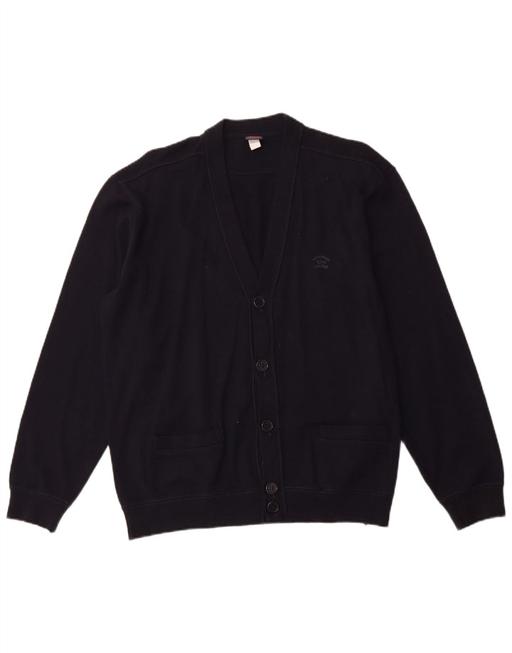 Мужской кардиган PAUL & SHARK, большой темно-синий шерстяной свитер