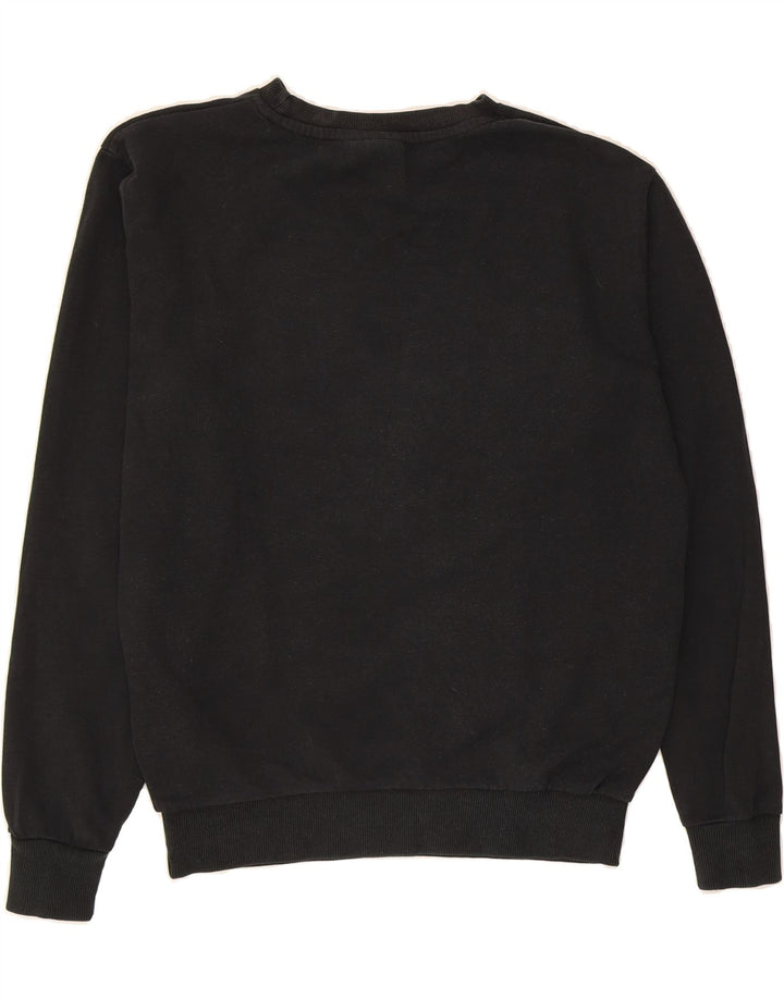 ELLESSE Womens Oversized Graphic Sweatshirt Jumper UK 8 Small Black Cotton Vintage Ellesse and Second-Hand Ellesse from Messina Hembry 