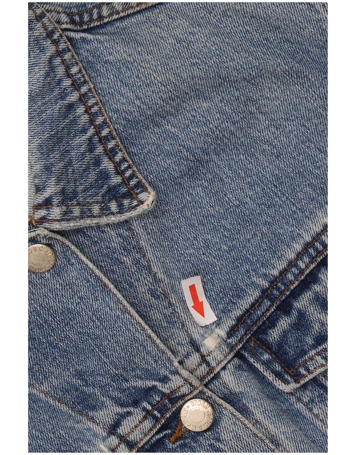 Укороченная женская джинсовая куртка VINTAGE UK 14, средний синий цвет