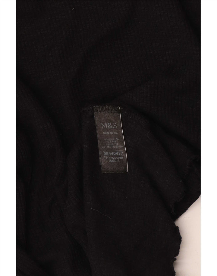 Женский топ с длинным рукавом Marks & Spencer UK 14, средний черный хлопок