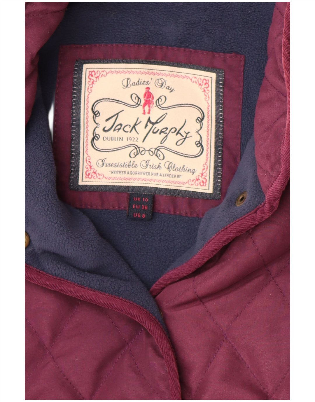 JACK MURPHY Женская стеганая куртка UK 10 маленький фиолетовый полиэстер