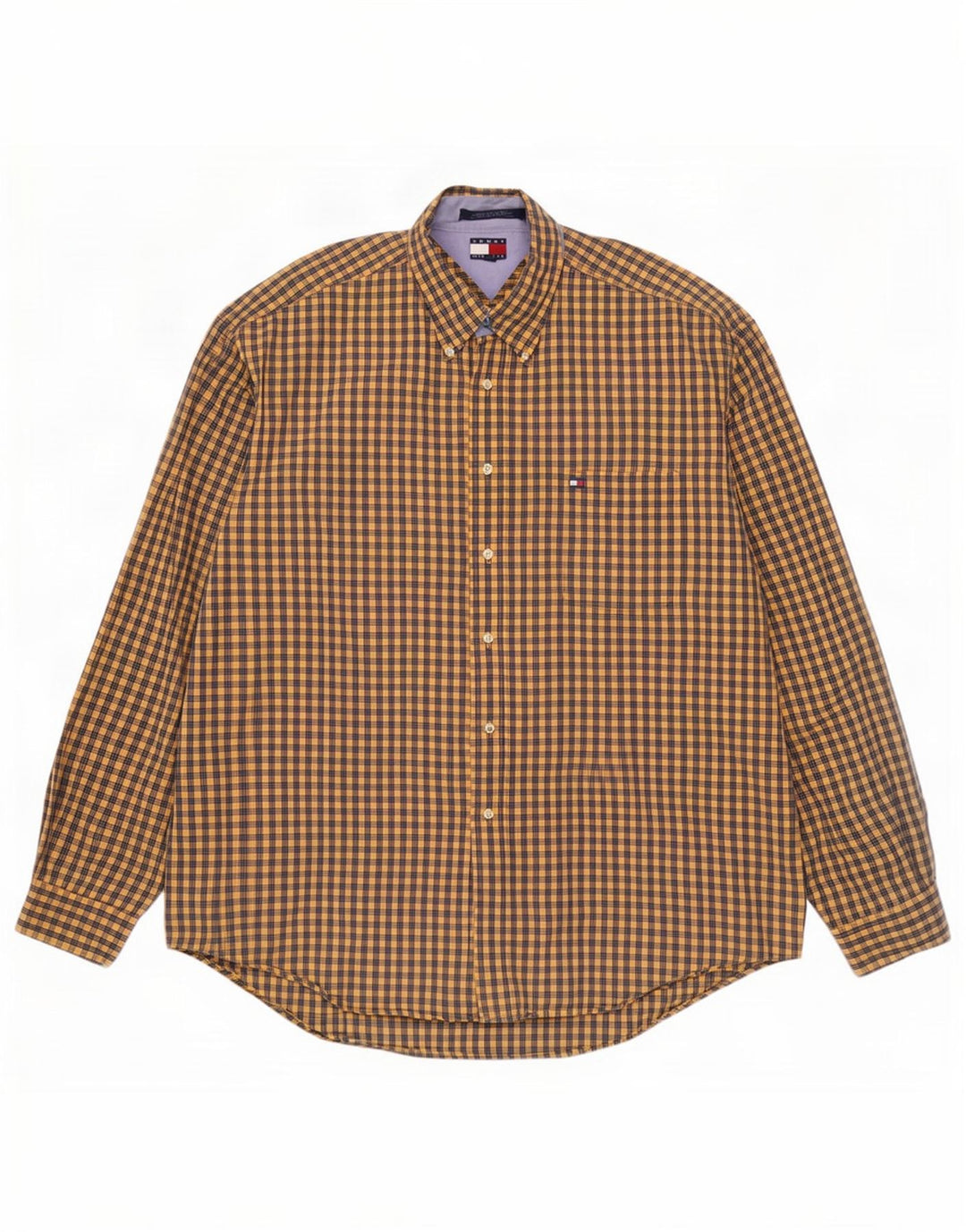 Мужская рубашка Tommy Hilfiger XL из желтого хлопка в мелкую клетку