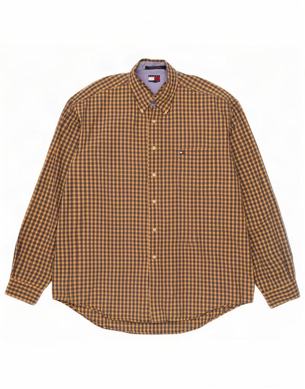 Мужская рубашка Tommy Hilfiger XL из желтого хлопка в мелкую клетку