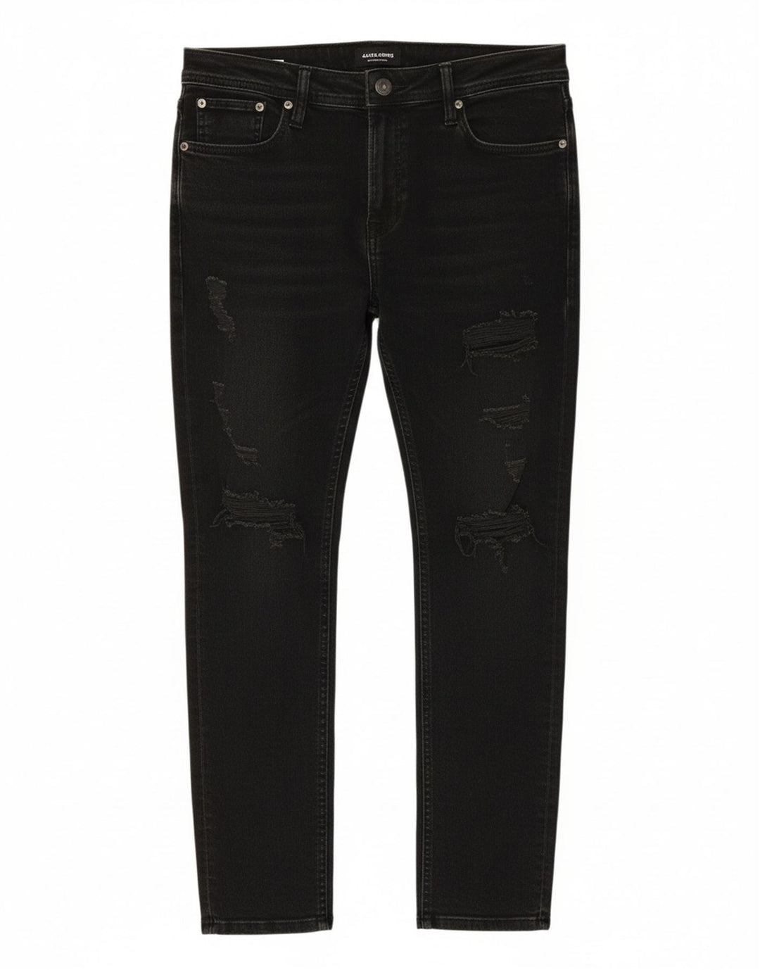 JACK & JONES Mens Distressed Slim Jeans W33 L28 Black Cotton