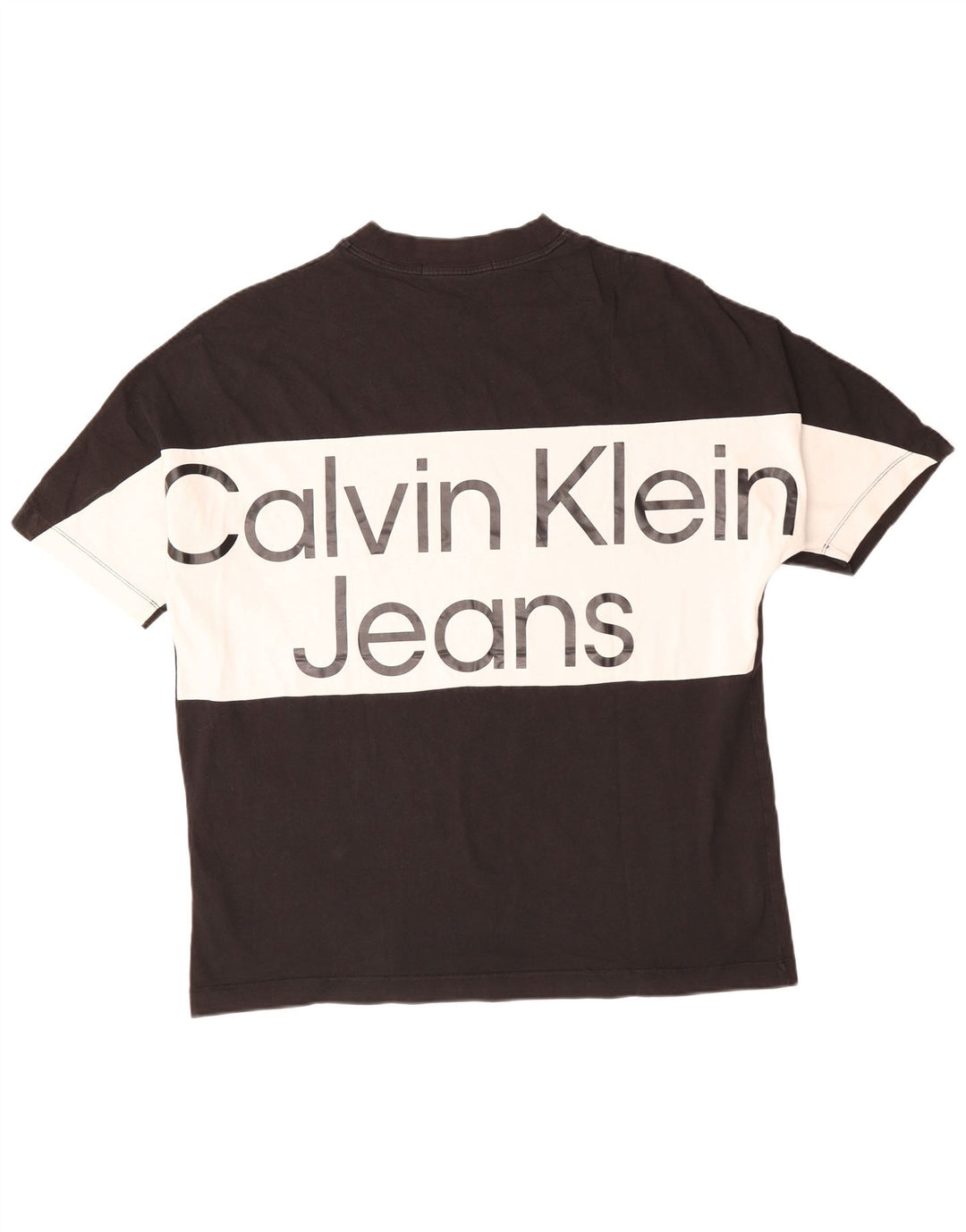 CALVIN KLEIN JEANS Мужская футболка с рисунком Топ XL Черный Цветной хлопок Хлопок
