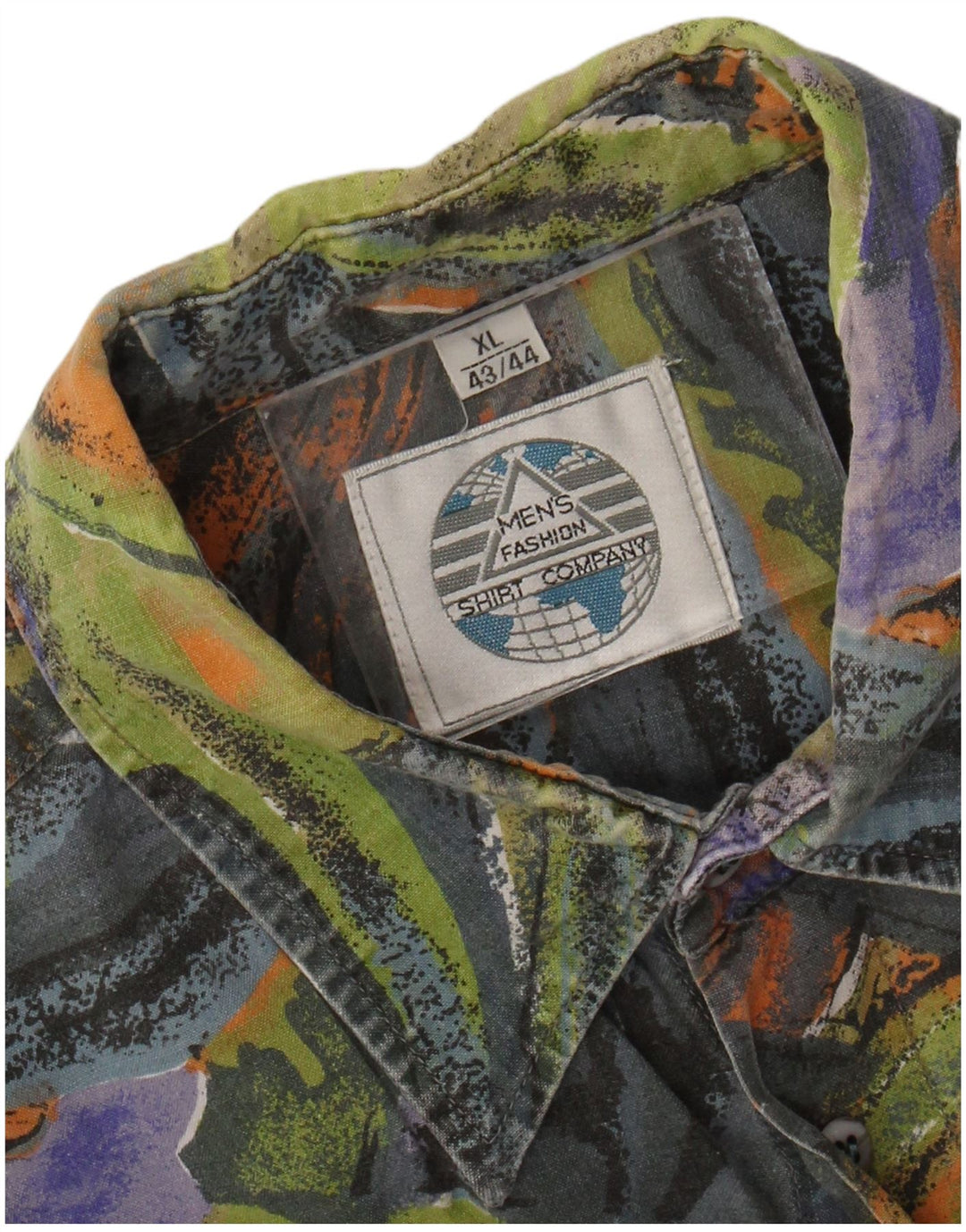 VINTAGE Мужская рубашка с абстрактным узором, размер 43/44 XL, разноцветная