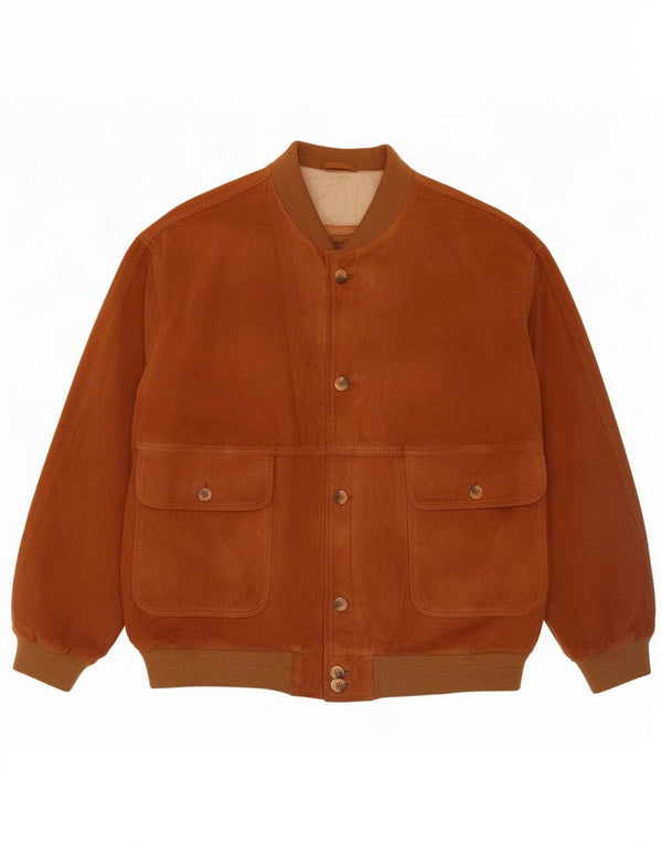 Vintage Mens Suede Bomber Jacket UK 42 XL Brown