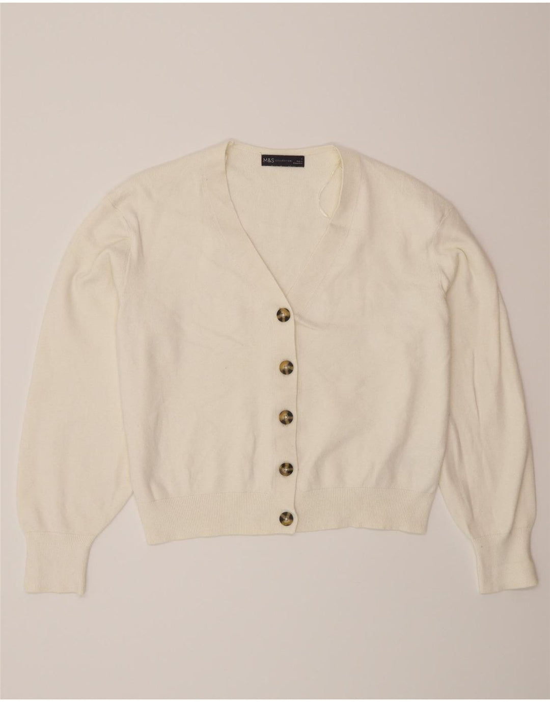 Женский кардиган Marks & Spencer UK 14, средний кремовый из вискозы