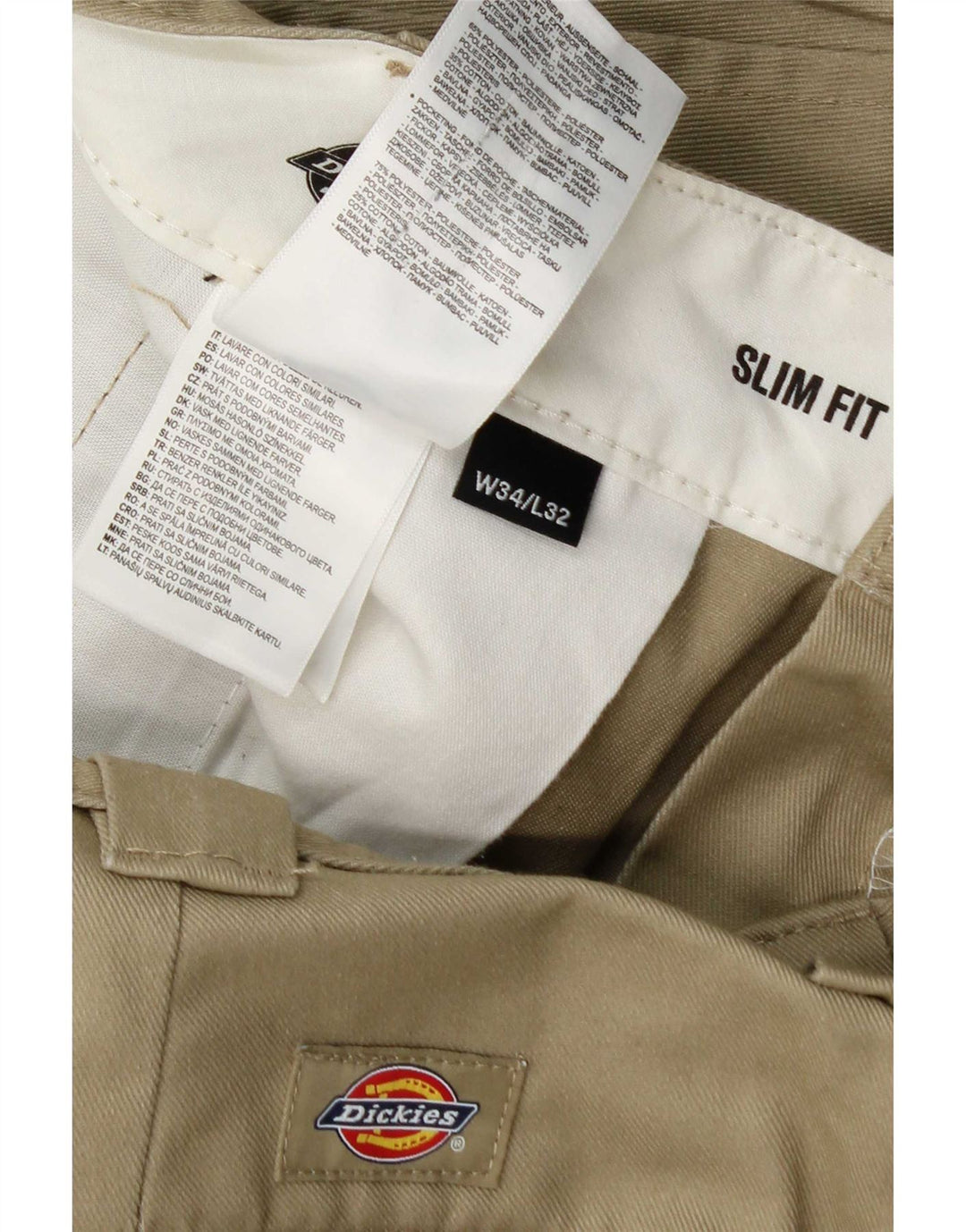 Мужские брюки-чиносы Dickies Slim Fit W34 L32, хаки, полиэстер