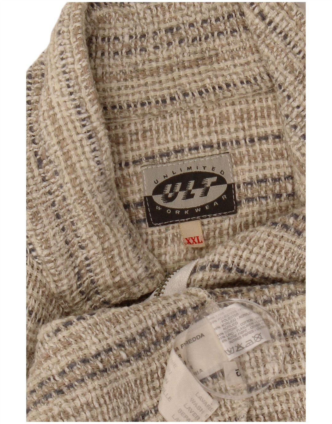 Мужская куртка-бомбер VINTAGE с графическим рисунком UK 44 2XL, бежевая полосатая шерсть