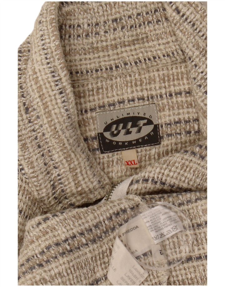 Мужская куртка-бомбер VINTAGE с графическим рисунком UK 44 2XL, бежевая полосатая шерсть