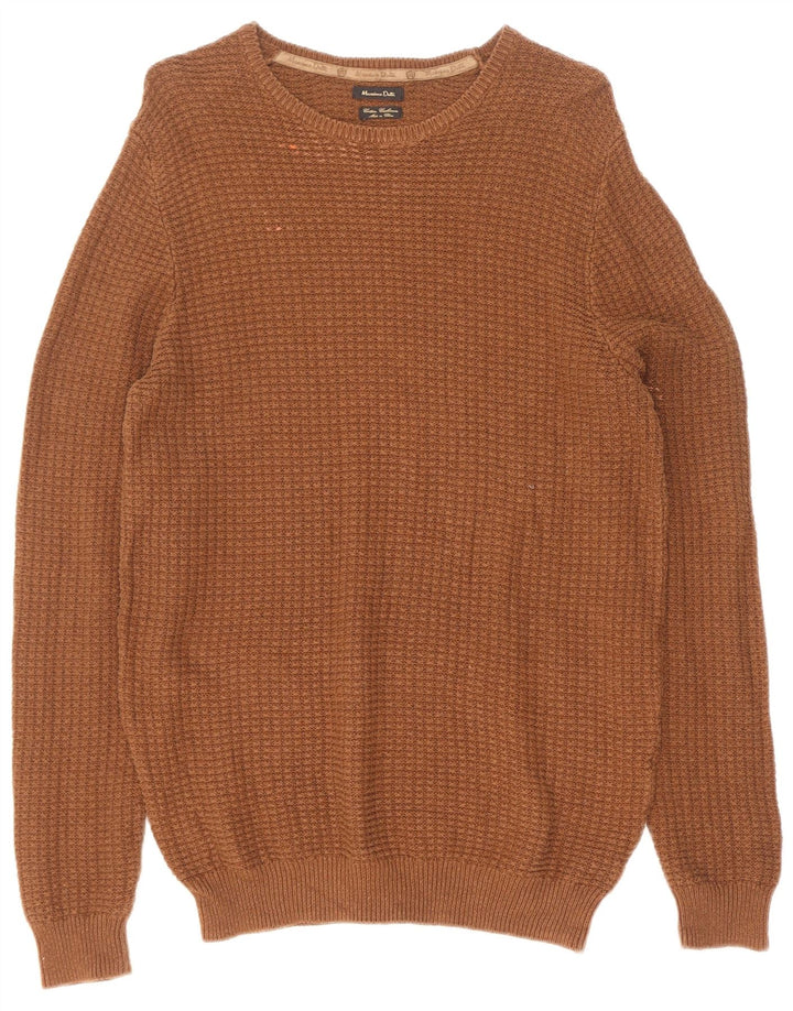 Мужской джемпер с круглым вырезом Massimo Dutti XL, коричневый хлопок