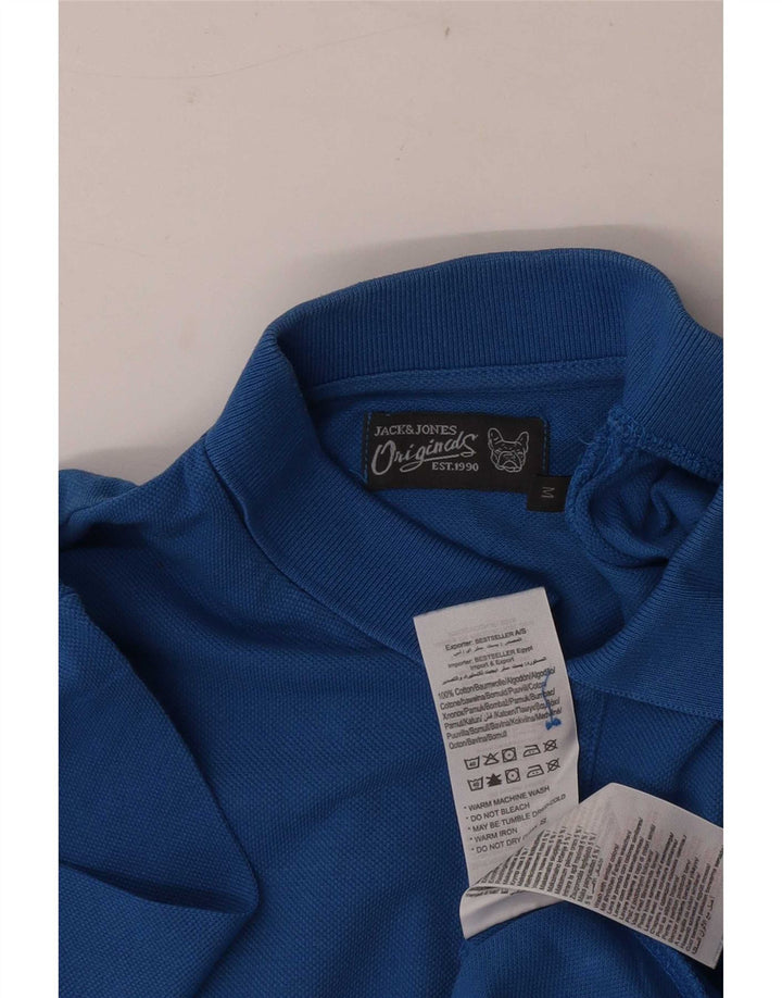 Мужская рубашка-поло Jack & Jones из хлопка среднего синего цвета
