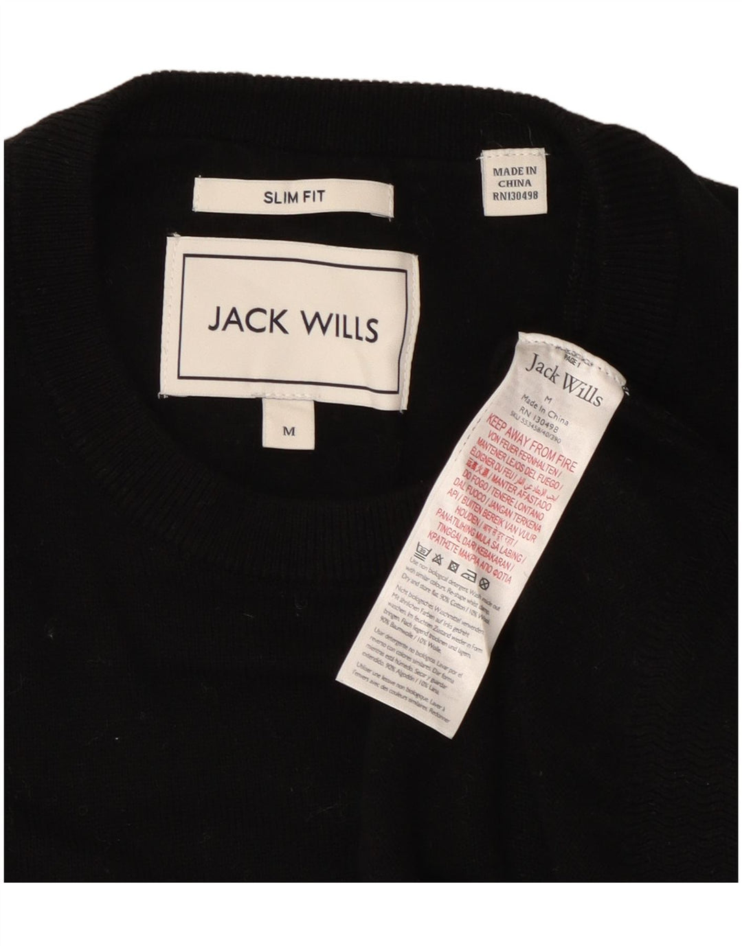 Мужской приталенный джемпер с круглым вырезом Jack Wills, средний черный хлопковый свитер