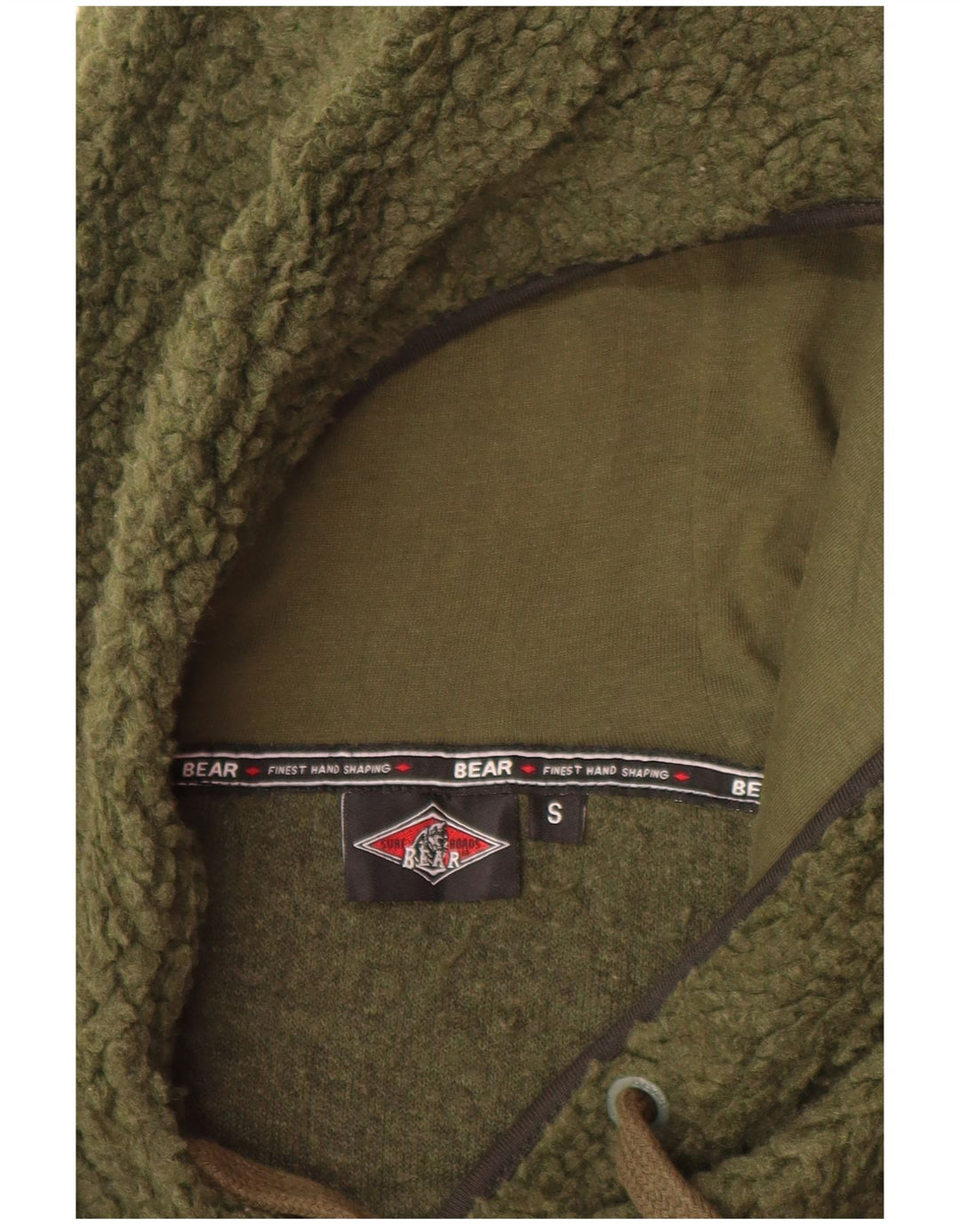 BEAR Mens Hooded Fleece Jacket Small Khaki Cotton