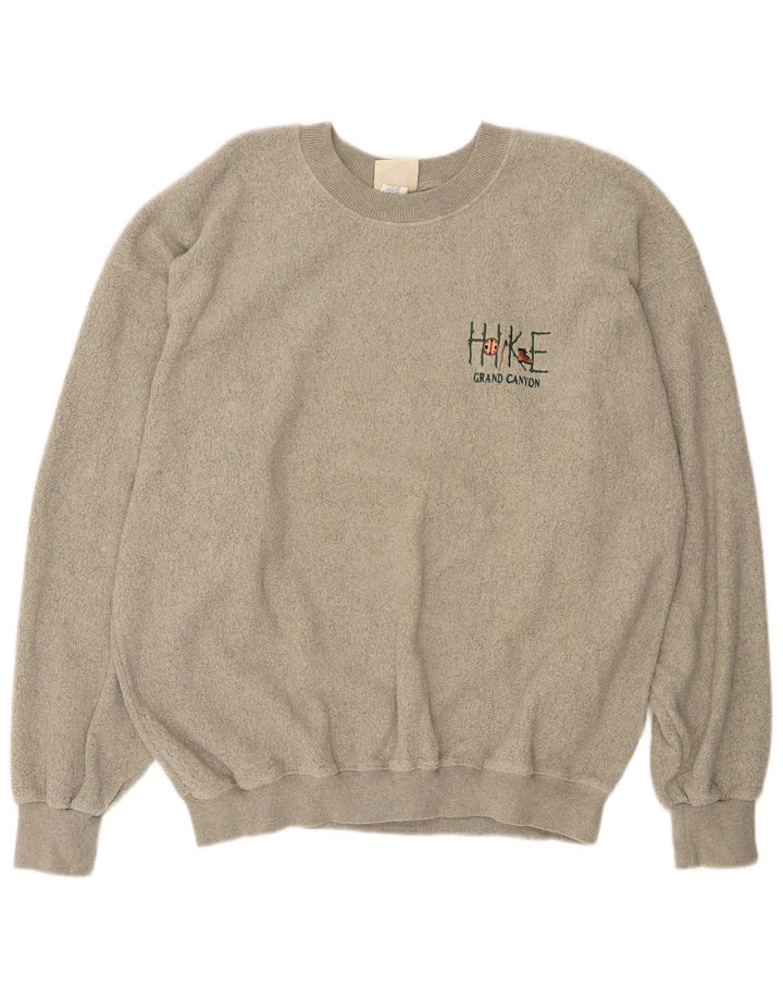 Винтажный мужской флисовый джемпер XL, серый хлопок