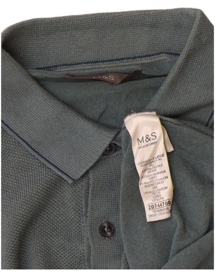 Мужской свитер с воротником-поло Marks & Spencer XL, синий модал