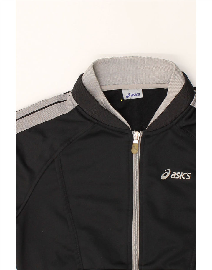 ASICS Womens Tracksuit Top Jacket UK 6 XS Black Colourblock Polyester Vintage Asics and Second-Hand Asics from Messina Hembry 