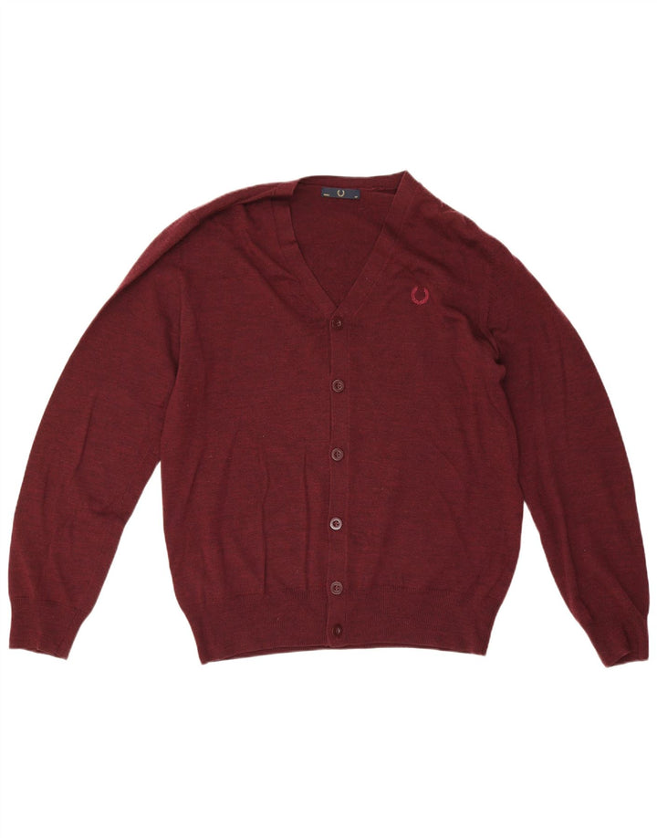 Мужской кардиган Fred Perry, средний бордовый шерстяной свитер