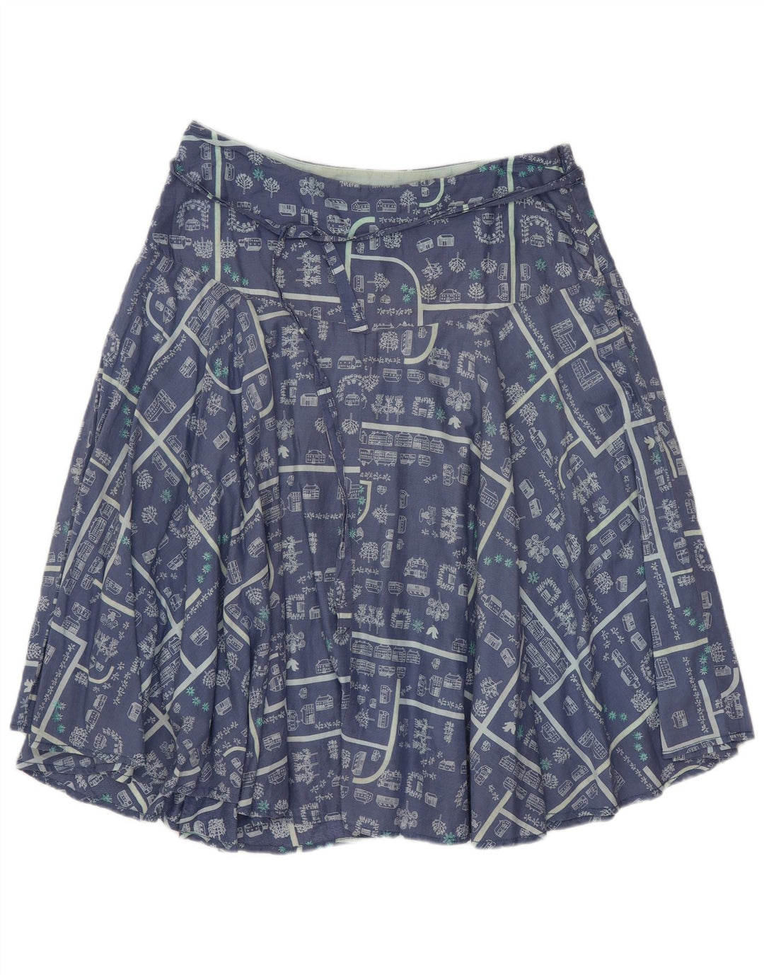 Женская юбка-трапеция с рисунком White Stuff UK 12, средний W30, синий хлопок