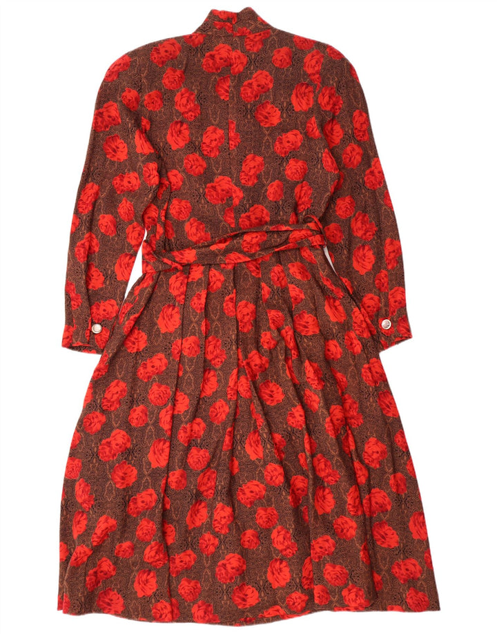 STANNER Женское платье А-силуэта с длинным рукавом IT 42 Средне-коричневый, шерсть с цветочным принтом