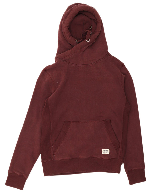Женский джемпер с капюшоном Superdry UK 12, средний бордовый, хлопок