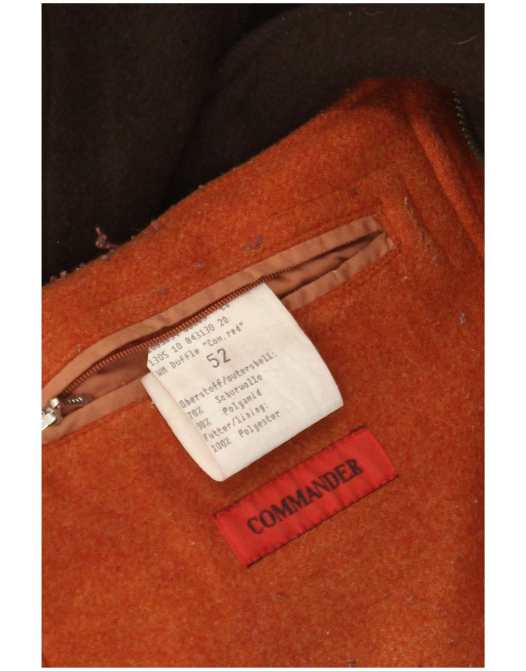 Мужской дафлкот с капюшоном Commander EU 52 XL, коричневая шерсть