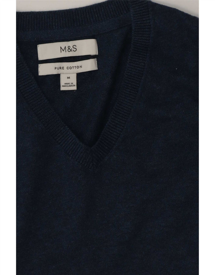 Мужская майка Marks & Spencer, хлопковая майка среднего синего цвета