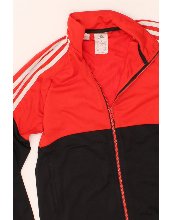 ADIDAS Boys Tracksuit Top Jacket 11-12 Years Red Colourblock Polyester Vintage Adidas and Second-Hand Adidas from Messina Hembry 
