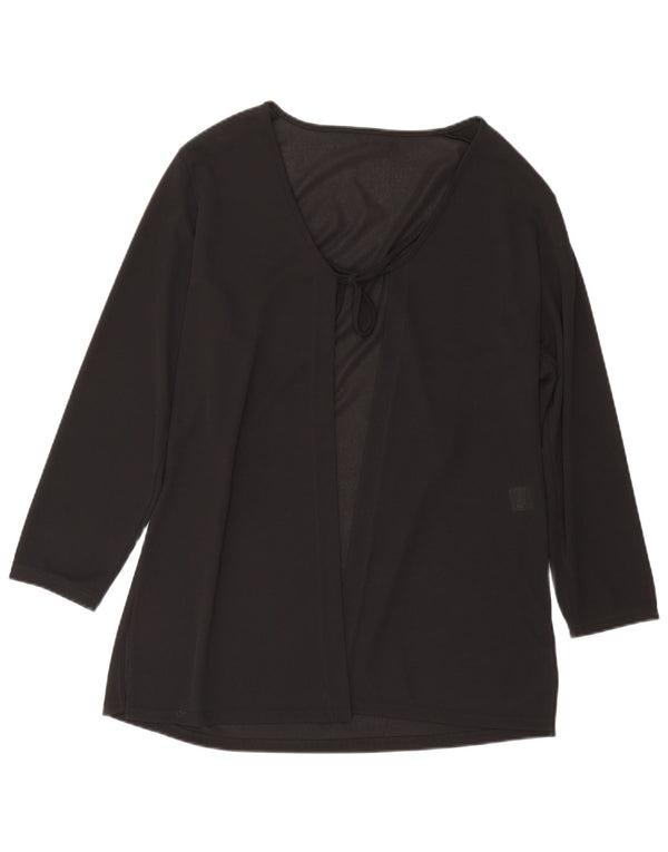 Винтажный женский кардиган с длинными рукавами, Великобритания 16, большой черный полиэстер