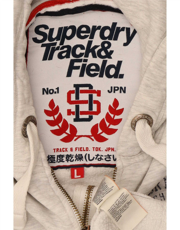 Мужской свитер с капюшоном на молнии Superdry, большой серый, хлопковый