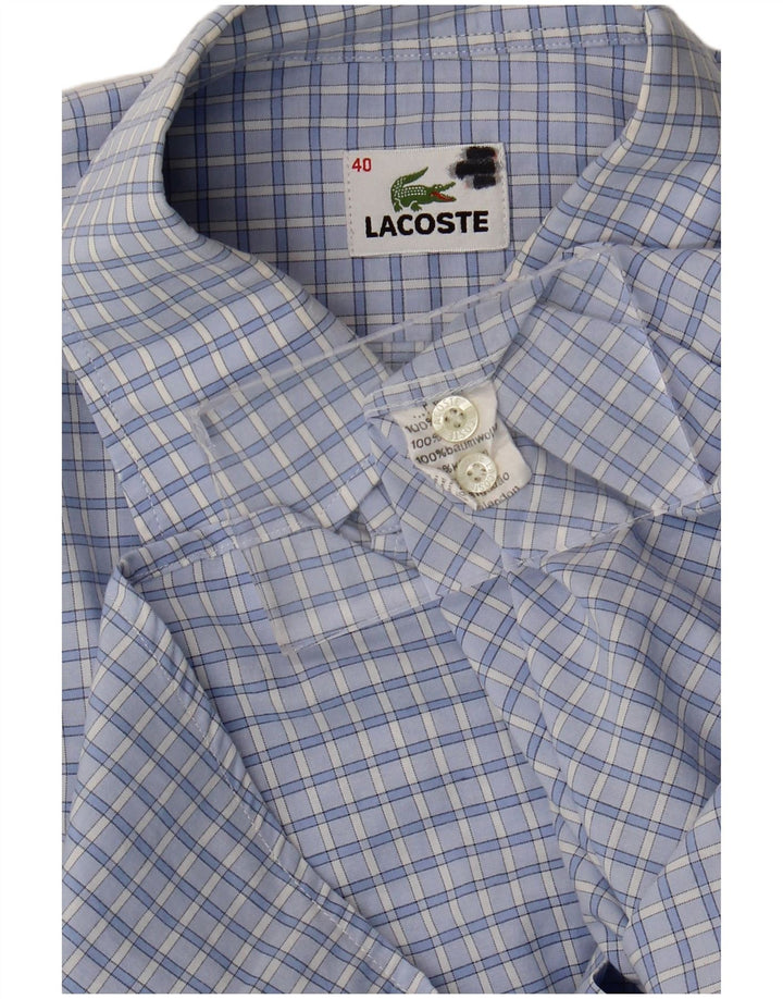 Мужская рубашка с коротким рукавом Lacoste, размер 40, хлопковая синяя клетка, средний размер