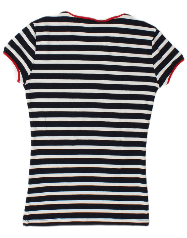 Женская футболка с рисунком Tommy Hilfiger Top UK 10, маленькая темно-синяя в тонкую полоску