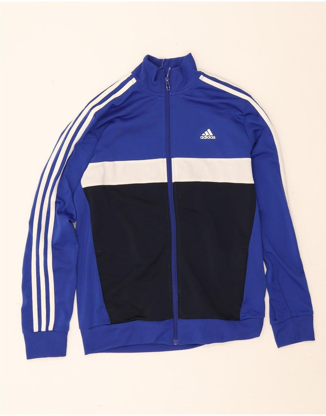 Спортивный костюм Adidas для мальчиков, верхняя куртка 13–14 лет, синяя, полиэстер с цветными блоками