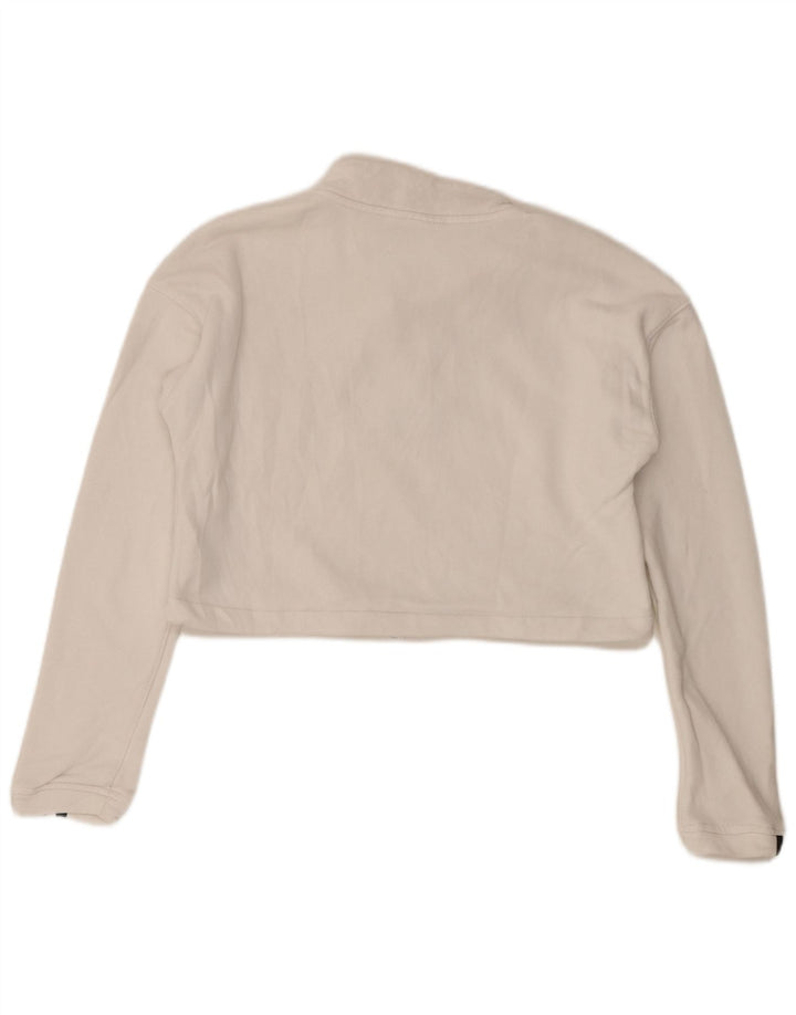 Женский укороченный свитшот с воротником на молнии Adidas Oversized UK 8, маленький белый