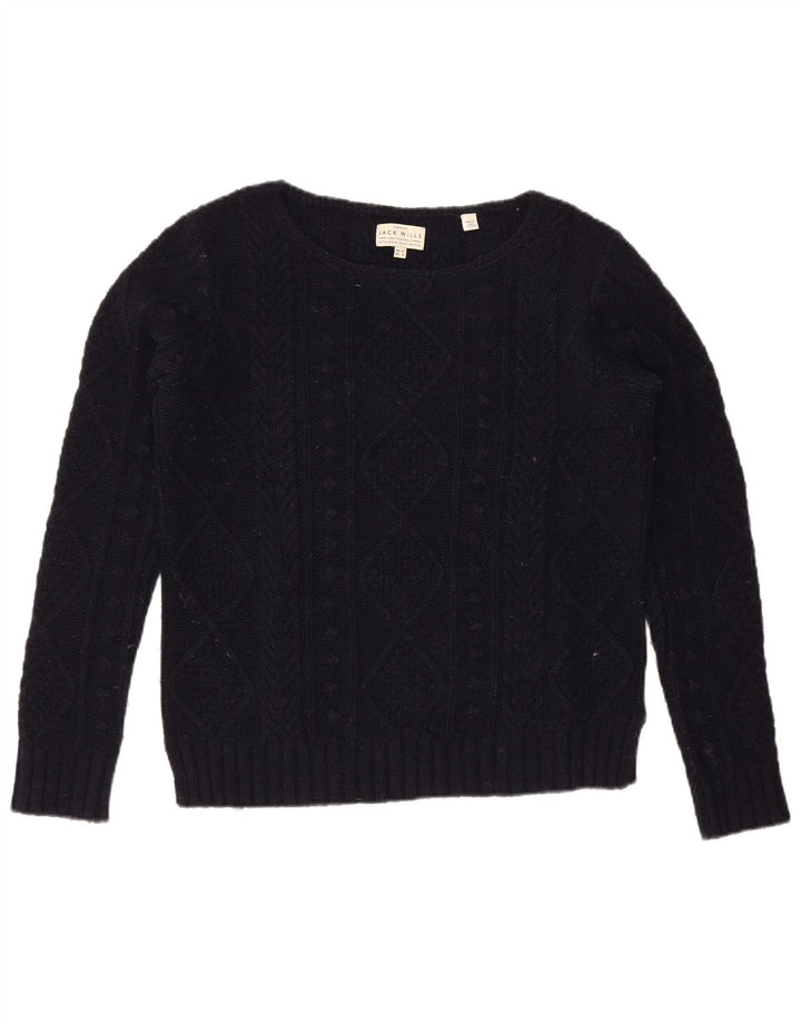 JACK WILLS Женский свободный свитер с вырезом «лодочкой», Великобритания, 10, маленький, темно-синий