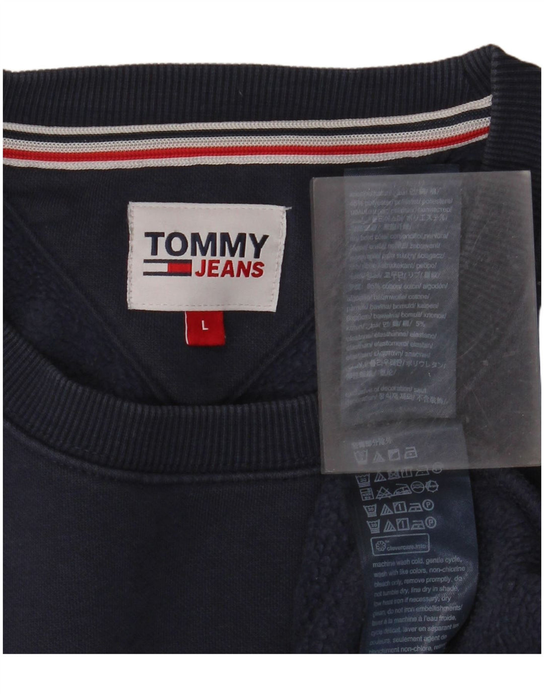 Мужской свитшот TOMMY HILFIGER, большой хлопковый джемпер темно-синего цвета
