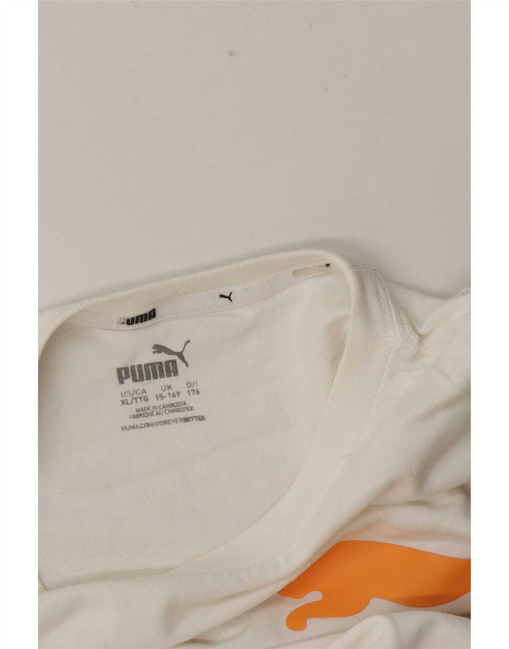 Футболка с рисунком Puma для мальчиков, топ 15-16 лет, белая
