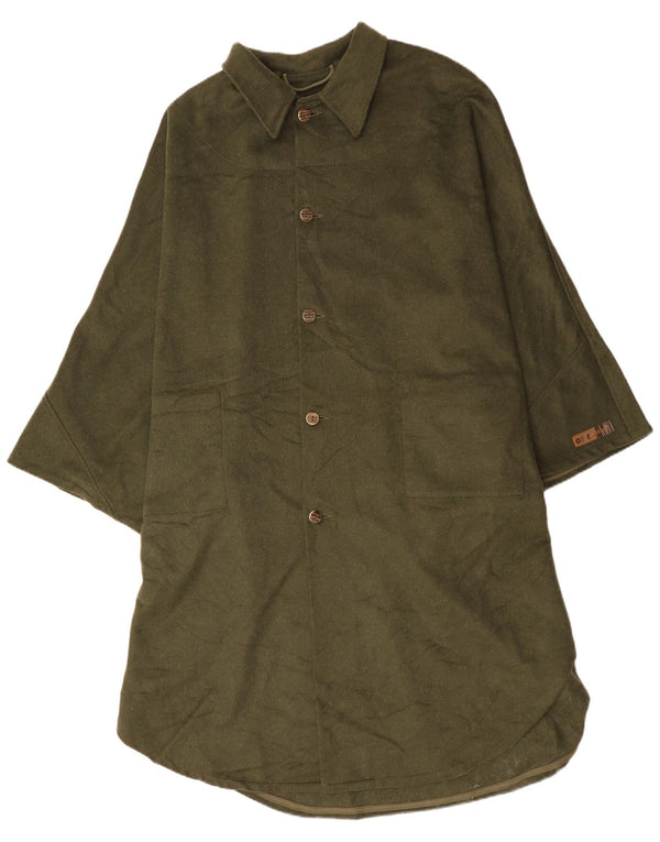 Винтажное мужское пальто-пончо, один размер, зеленое