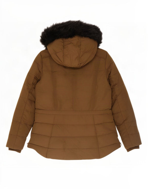 Женская стеганая куртка с капюшоном Zara UK 14, цвет хаки, большой размер