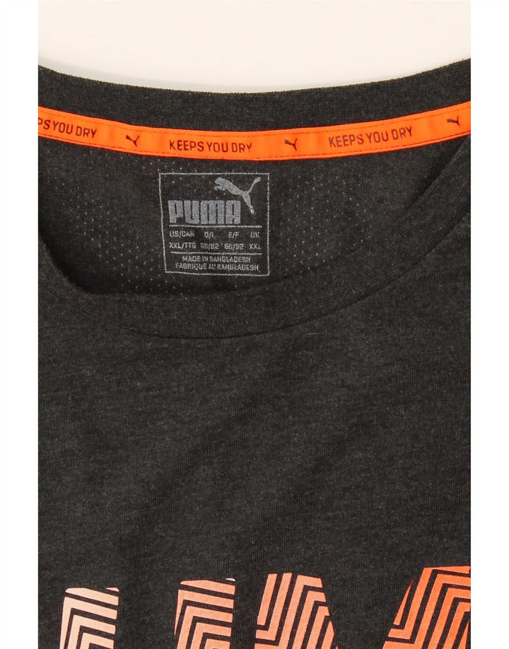 PUMA Mens Graphic T-Shirt Top 2XL Grey Polyester Vintage Puma and Second-Hand Puma from Messina Hembry 