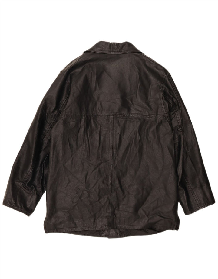 VINTAGE Womens Leather Jacket IT 44 Medium Black Leather